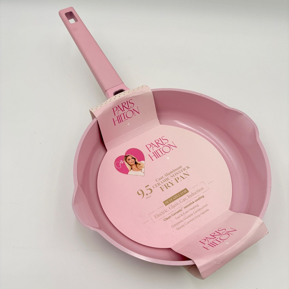 Paris Hilton 9.5 Inch Pink Ceramic Nonstick Cast Aluminum Fry Pan Induction New